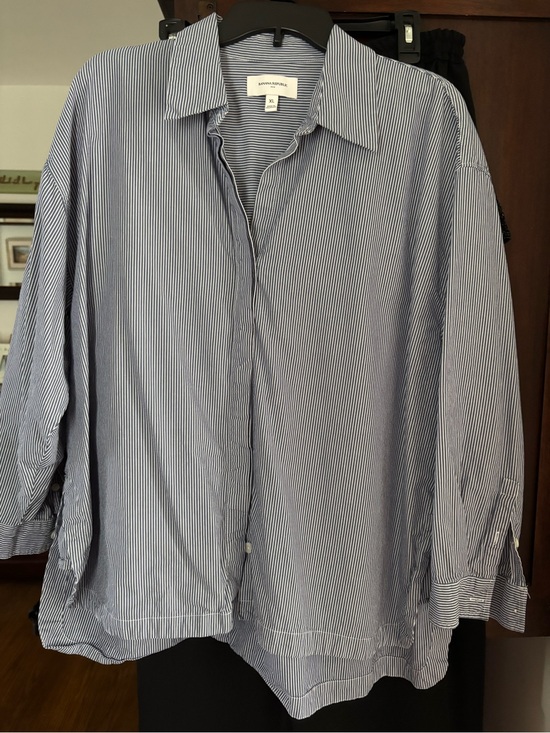 Banana Republic Tops - Banana Republic Navy and White Pinstripe Shirt